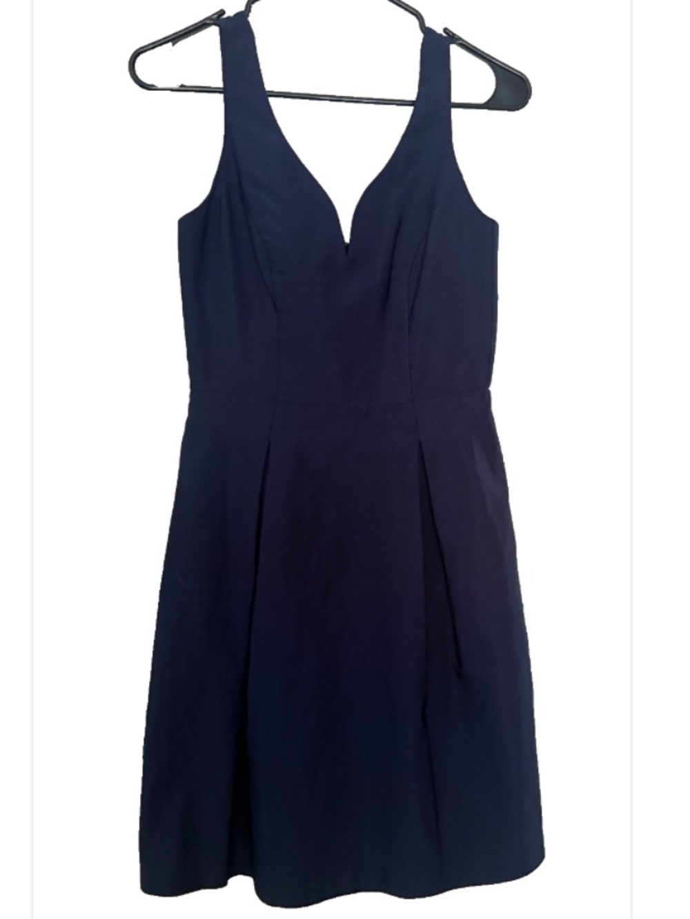 Weddington Way Navy Blue V-Neck Pleated Bridesmaid Dress Pockets Size M